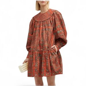 Ulla Johnson - Ria Clementine Mini Dress Floral Quilted Yoke Boho Cotton Sz 4